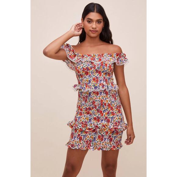 Astr The Label Floral Ruffle Mini Dress NWOT Coquette Summer Date Night Romantic - Picture 1 of 16